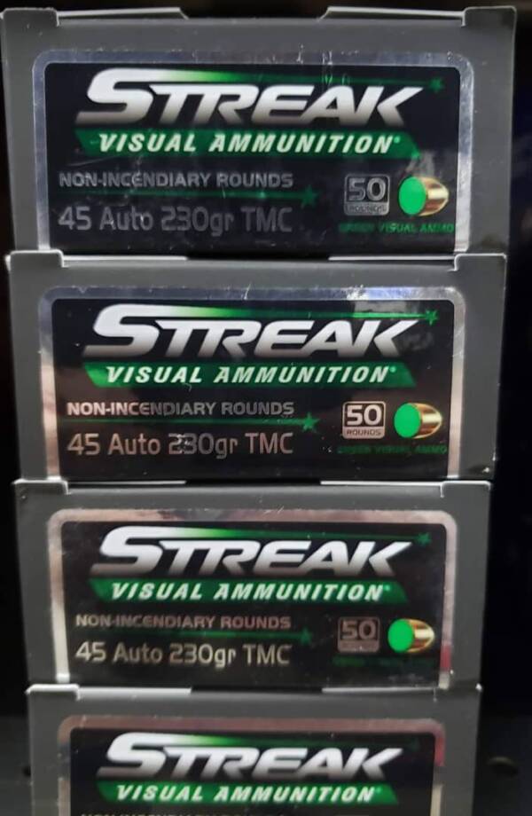 Streak Visual Ammunition .45 Auto 230gr TMC - See Your Shots in Action